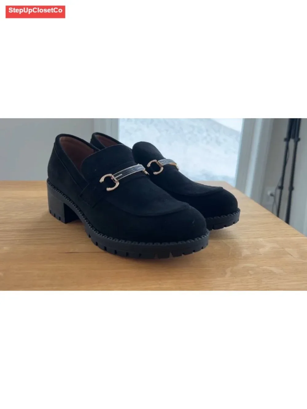 Suede Platform Loafers for Women Chunky Penny Slip On Dress Work Shoes